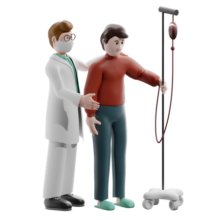 Médecin aidant un patient malade  3D Illustration