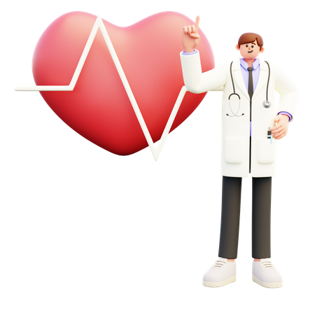 Médecin avec cardiogramme cardiaque  3D Illustration