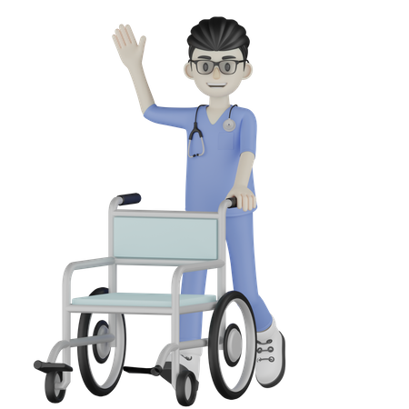 Médecin en fauteuil roulant  3D Illustration