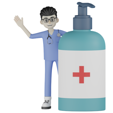 Médecin avec lavage hygiénique  3D Illustration