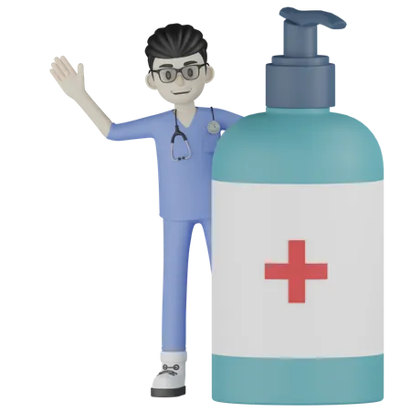 Médecin avec lavage hygiénique  3D Illustration
