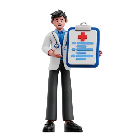 Médecin avec rapport  3D Illustration