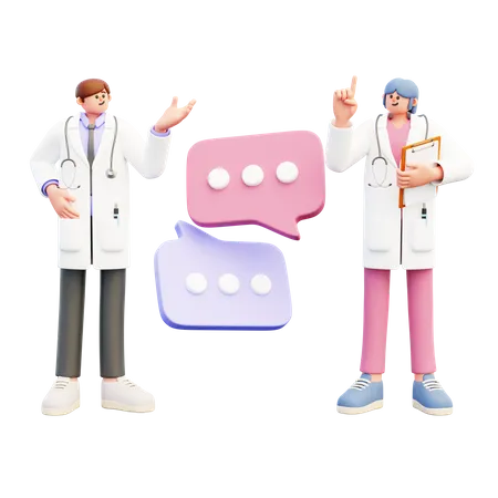 Docteur, couple, faire, discussion médicale  3D Illustration