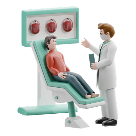 Médecin de sexe masculin effectuant un examen du patient  3D Illustration
