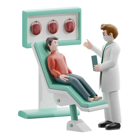 Médecin de sexe masculin effectuant un examen du patient  3D Illustration