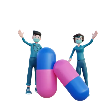 Médecin donnant des médicaments  3D Illustration