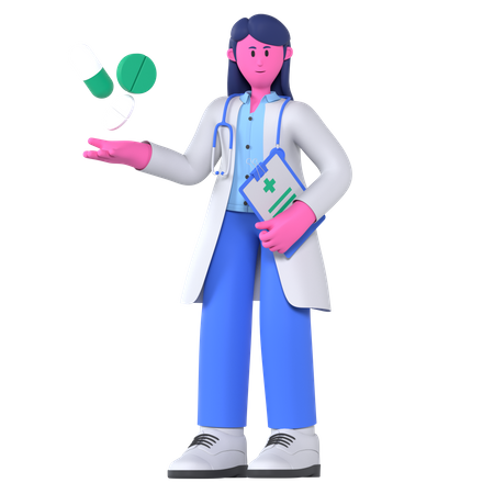 Médecin donnant des médicaments  3D Illustration