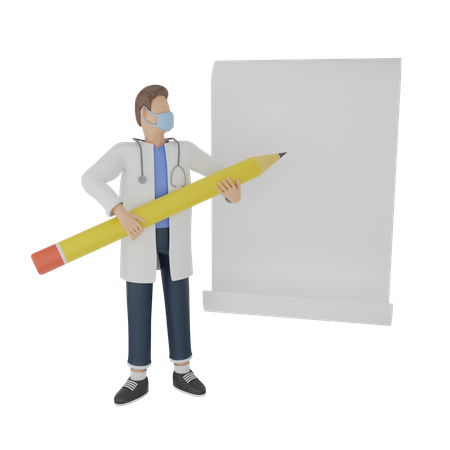 Médecin écrivant sur un papier vierge  3D Icon