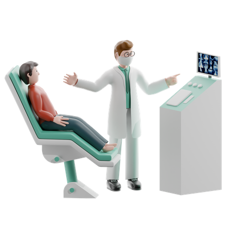 Le médecin examine le patient  3D Illustration