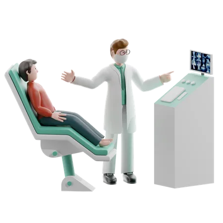 Le médecin examine le patient  3D Illustration