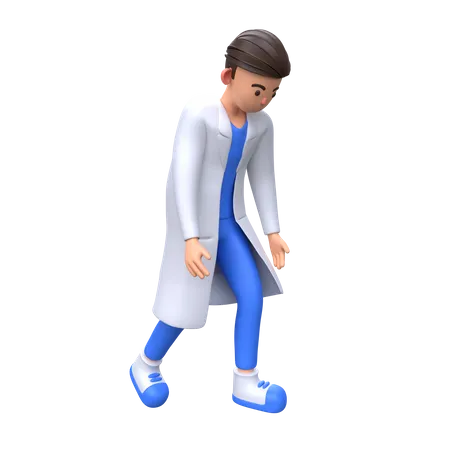 Docteur fatigué marchant  3D Illustration