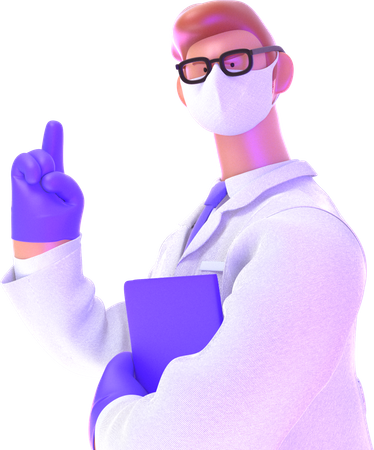 Médecin levant le doigt  3D Icon
