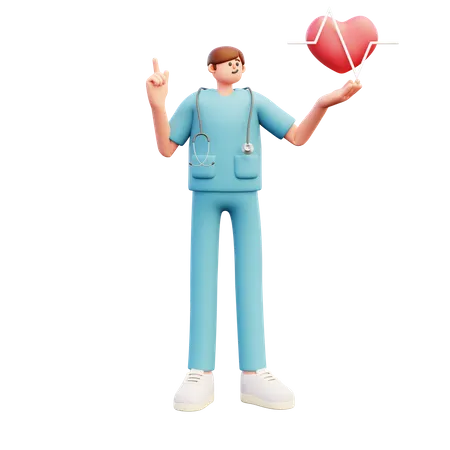 Médecin montrant le rythme cardiaque  3D Illustration