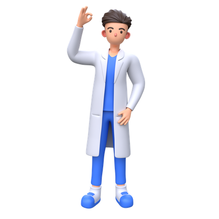 Docteur montrant le signe ok  3D Illustration