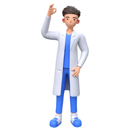 Docteur montrant le signe ok  3D Illustration