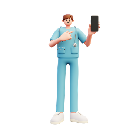 Médecin montrant un smartphone  3D Illustration