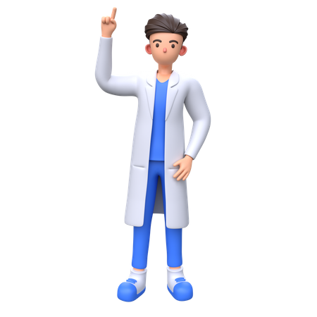Médecin pointant le doigt vers le haut  3D Illustration