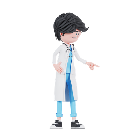 Médecin pointant vers la gauche  3D Illustration