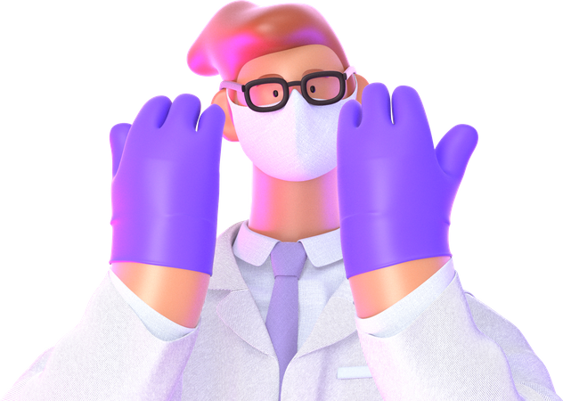 Médecin portant un masque et des gants  3D Illustration