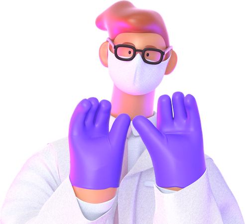 Médecin portant un masque et des gants  3D Illustration