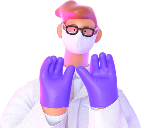 Médecin portant un masque et des gants  3D Icon