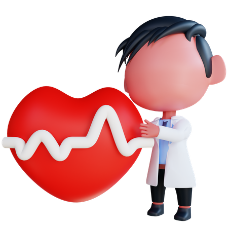 Médecin regardant un cardiogramme cardiaque  3D Icon