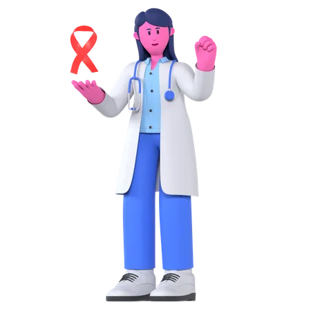 Médecin sensibilisé au cancer  3D Illustration