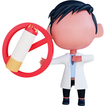 Médecin suggérant d'arrêter de fumer  3D Illustration