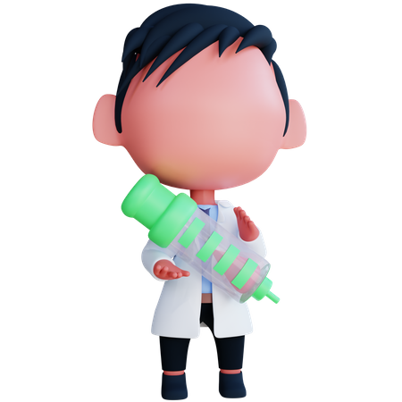 Médecin tenant une seringue de vaccin  3D Icon