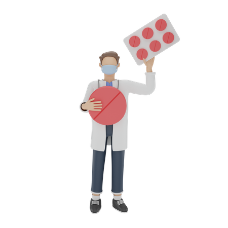 Médecin tenant une tablette  3D Icon