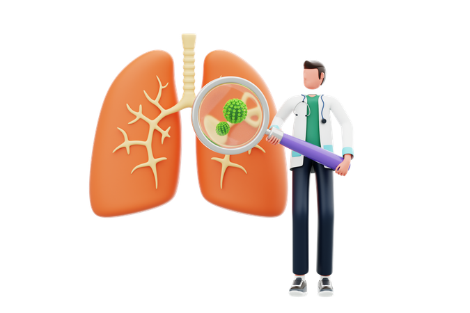 Médecin traitant une maladie pulmonaire  3D Illustration