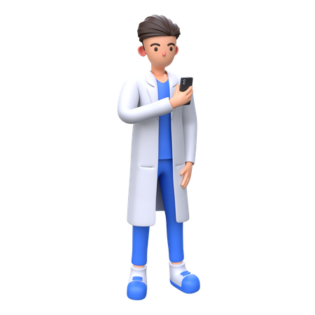 Médecin utilisant un téléphone  3D Illustration