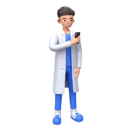 Médecin utilisant un téléphone  3D Illustration