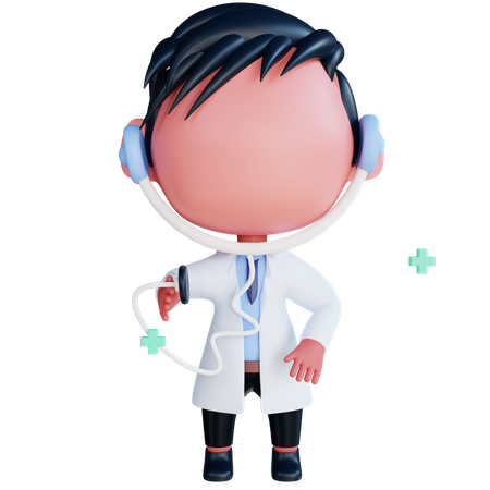 Médecin utilisant un stéthoscope  3D Icon