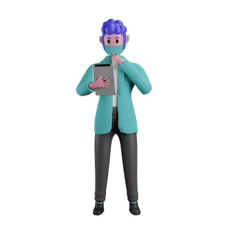 Médecin utilisant une tablette  3D Illustration