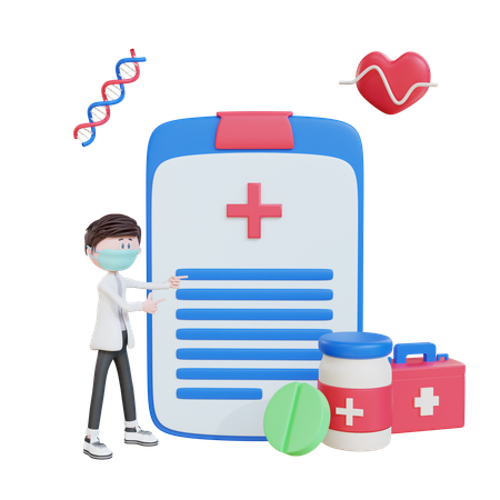 Médecin vérifiant les rapports du patient  3D Icon