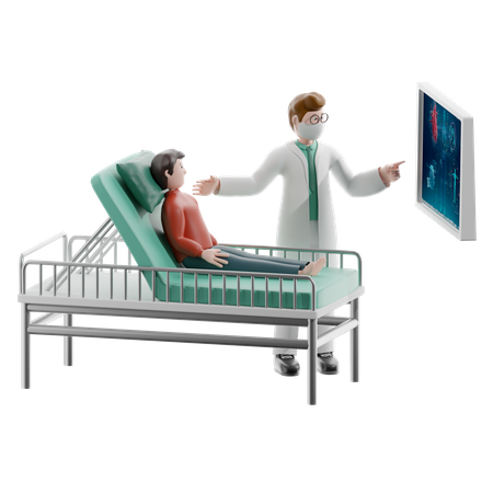 Médecin vérifiant le rapport du patient  3D Illustration