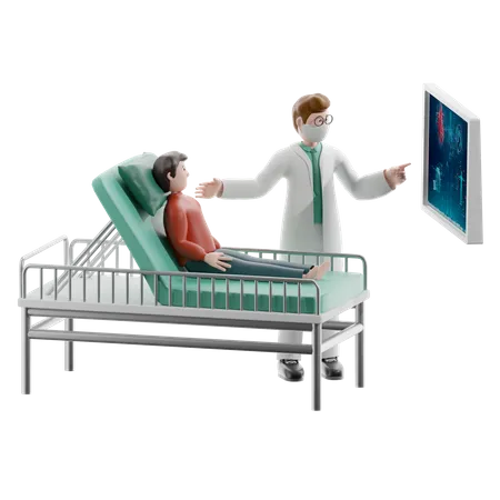 Médecin vérifiant le rapport du patient  3D Illustration