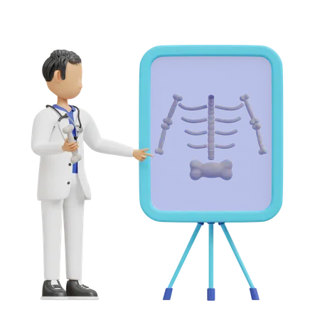 Médecin vérifiant les rayons X  3D Illustration