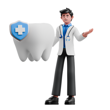 Le docteur vérifie les dents  3D Illustration