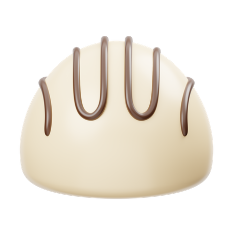 Media bola de chocolate blanco con crema de chocolate  3D Icon