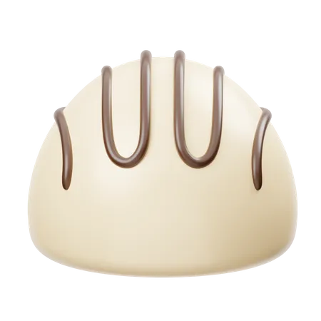 Media bola de chocolate blanco con crema de chocolate  3D Icon