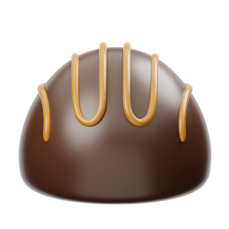 Media bola de chocolate con caramelo  3D Icon