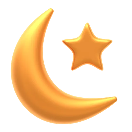 Media luna y estrella  3D Icon