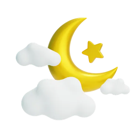 Media luna y estrella  3D Icon