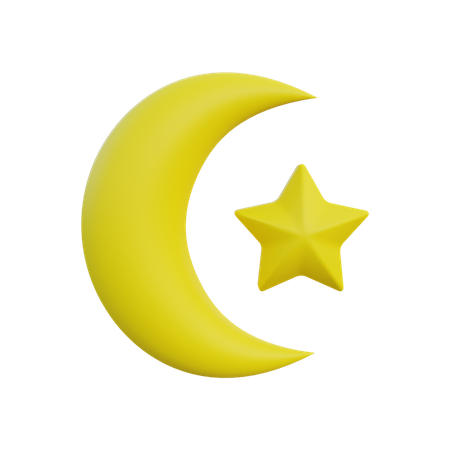 Media luna y estrella  3D Icon