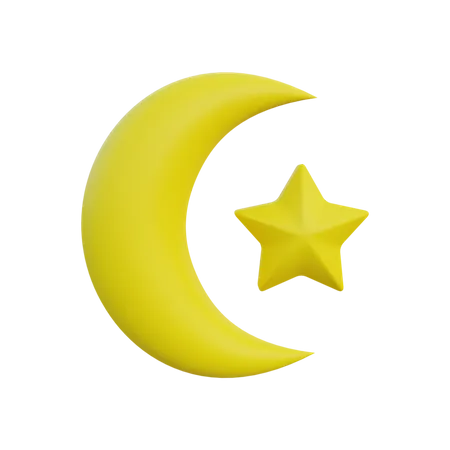 Media luna y estrella  3D Icon