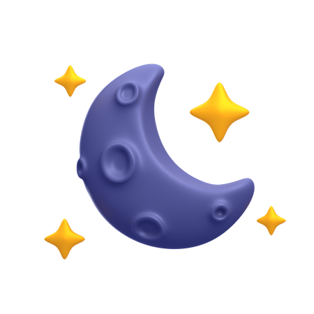 Media luna y estrellas  3D Icon
