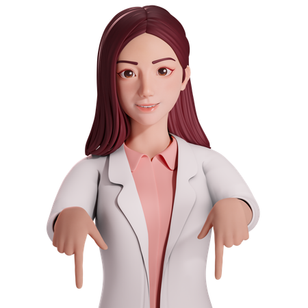 Médica apontando para baixo  3D Illustration