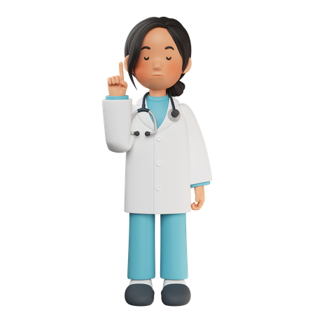 Médica com os olhos fechados e o dedo levantado  3D Icon